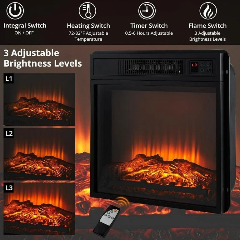 60" Electric Fireplace with Mantel Fireplace TV Stand Heater with Remote Control - Image 3 of 4