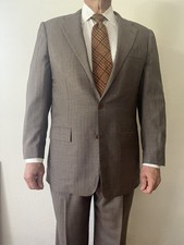 Kiton Light Grey Taupe with Tonal Pinstripes 100 Cashmere Men's Suit 44 / 54