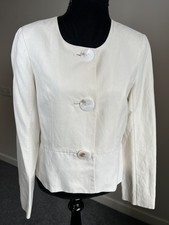 Phase Eight Cream Occassion Blazer Jacket Pearl Shell Buttons Linen / Silk UK 12