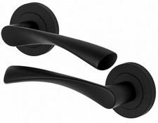 Door handles Black Matt set Twirl Lever on Rose Internal 50mm rose
