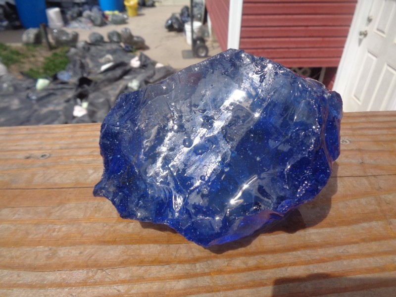 Glass Rock Slag Clear Sapphire Blue Rocks 3.2 lbs 53D Landscaping Aquarium