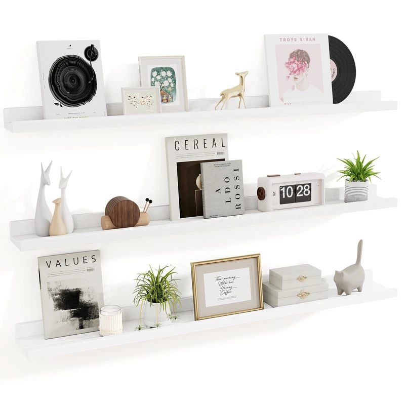 Richfocus Floating Shelves For Wall 48 Inch Solid Wood Picture Ledge Shelf For