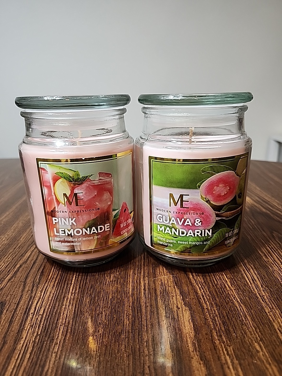 1-Modern Expressions Candle Guava & Mandarin & 1-Pink Lemonade- 18oz Ea