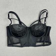 Victoria  s Secret Dream Angels Balconet Bustier Corset Bra 34A Black Butterfly