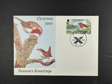 Isle Of Man Christmas 1980 Greetings Card Wildlife Conservation Stamps