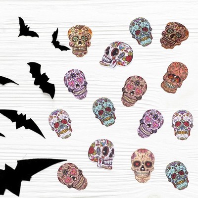 48 Pcs Holzknöpfe Für Halloween-Bastelarbeiten Bunt Bunte Zum Basteln
