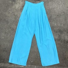 1940s teal turquoise rayon high waist wide leg pants size 24 waist