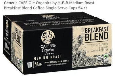 CAFE Olé Organics by H-E-B Breakfast Blend K-Cups 54 Ct | Medium Roast