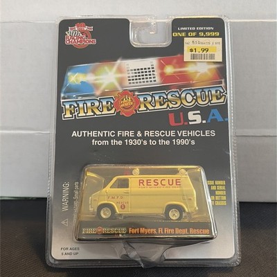 Racing Champions Fire Rescue USA Fort Myers, FL Fire Dept Rescue 1975 Chevy Van