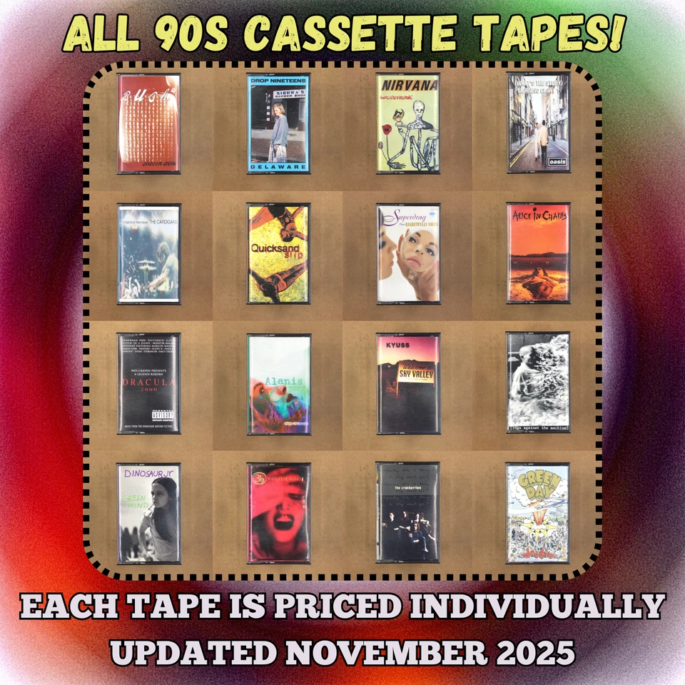 BUILD UR OWN CASSETTE LOT - ALL TAPES $5 AND UP - 90s GRUNGE PUNK METAL HITS!