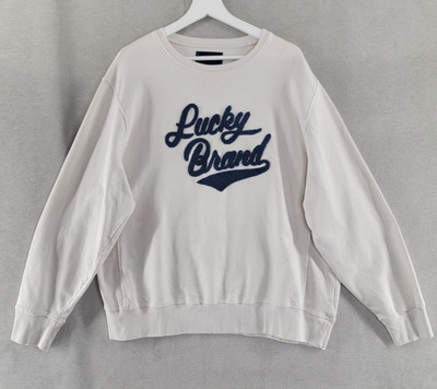 Lucky Brand Mens Sweatshirt French Terry Graphic Logo Spellout Pullover Size XL