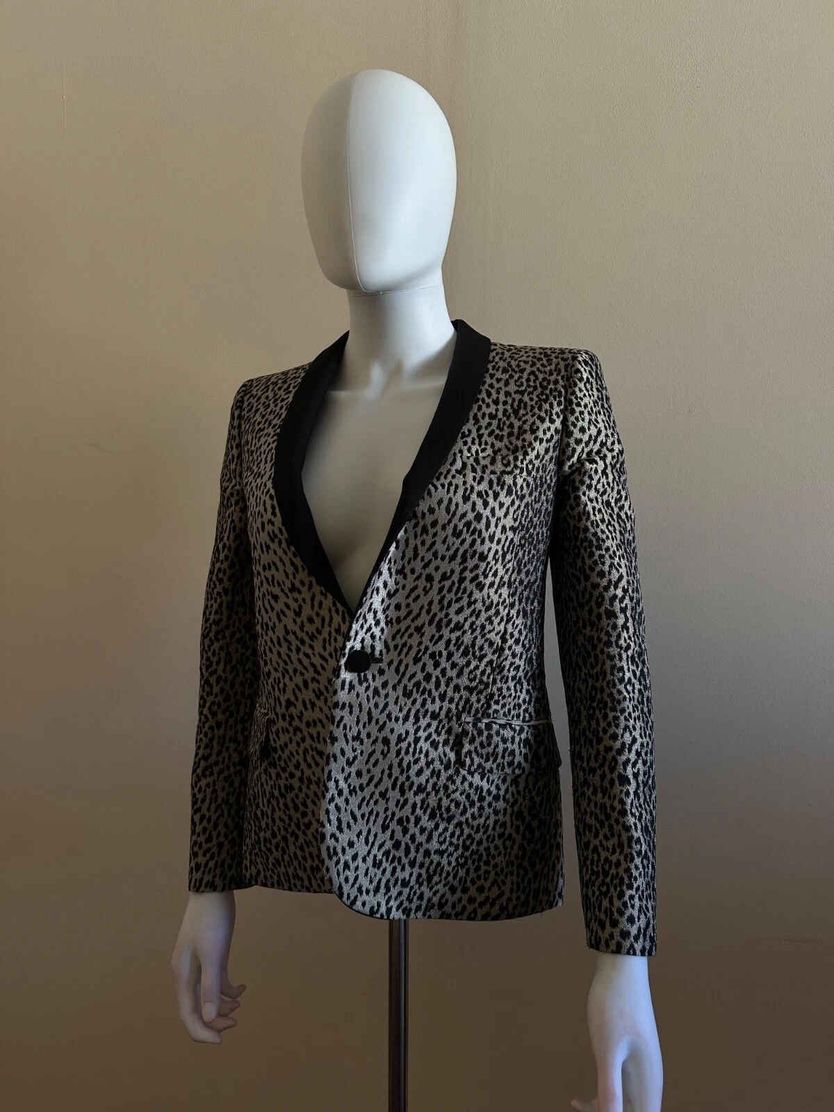 SAINT LAURENT (YSL) Blazer donna Saint Laurent Paris leopardato oro taglia 36 S