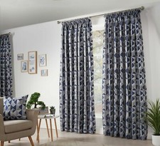 Image of SKANDI Geometric Curtains Jacquard Weave Lined Pencil Pleat,Cushions Available.
