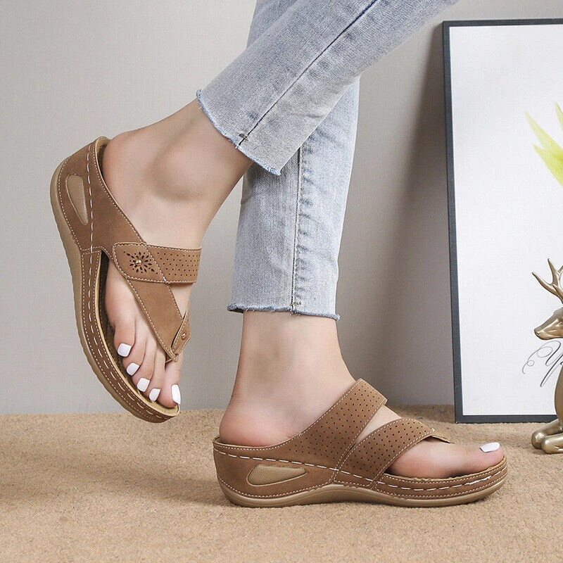 Sandalias Tanga Tacón Grueso Antideslizantes Informales Zapatilla Foto 3 de 4