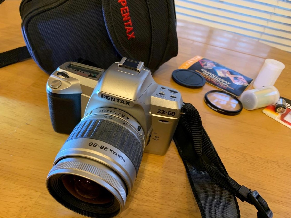 Pentax ZX-60 35mm SLR Film Camera w/Pentax 28-90 + Quanta ray 58mm