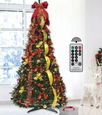 Pop Up Christmas Tree with Light & Remote, 6FT Pull Up Artificial Christmas Tree