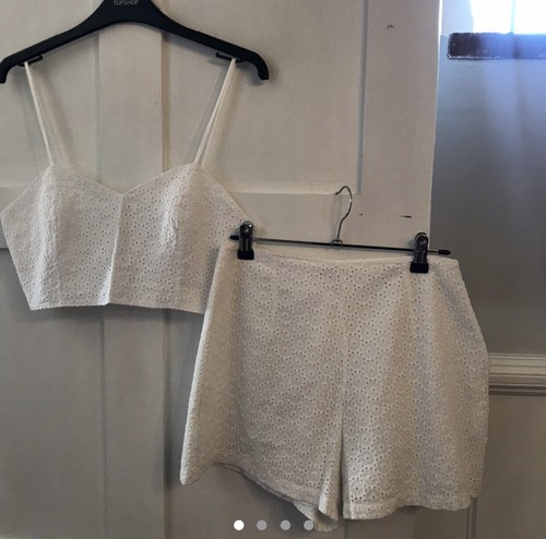 Juego de Pantalones Cortos Cortos Zara Bordados Blanco - Se adapta al Reino 8/Reino Unido 10 | eBay