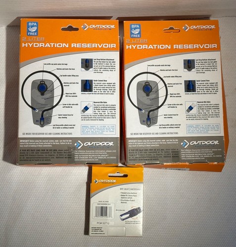 Outdoor Products Hydration Reservoir Set 2 2.0 Liter Bladders and 2 Bit Valve - Picture 2 of 4