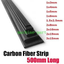 Carbon Fiber Strip Square Sheet Flat Bar Rod For Airplane Pole Multi Sizes 500mm
