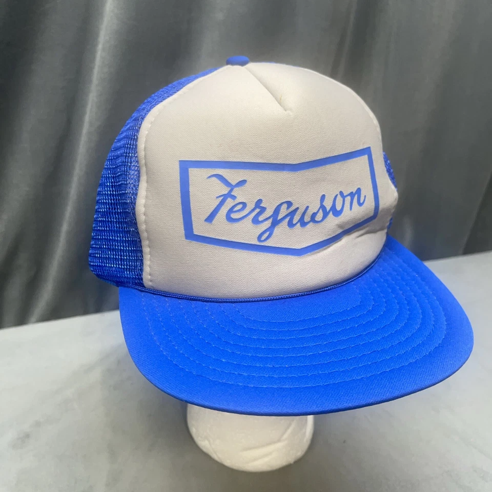 Ferguson Logo Tractor Promo Snapback Hat Blue W/ Gray Panel Detroit Lion Colors - Image 2 of 4