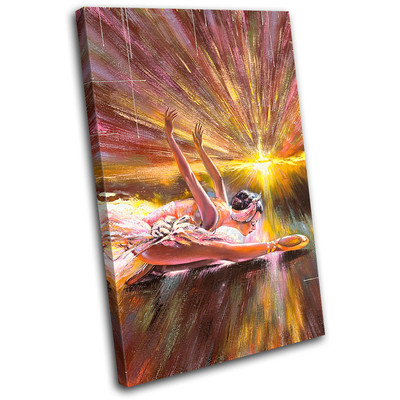 Ballet Dancer Painting Performing SINGLE CANVAS WALL ART Picture Print VA