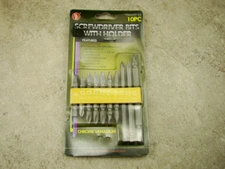 10 Pc Screwdriver Bits with Rubber Holder Set, Chrome Vanadium, Phillips, Tools