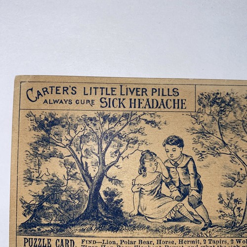 Antike 1880er Carter's kleine Leber Pillen Heilung krank Kopfschmerzen Krähe Sammelkarte - Bild 3 von 6