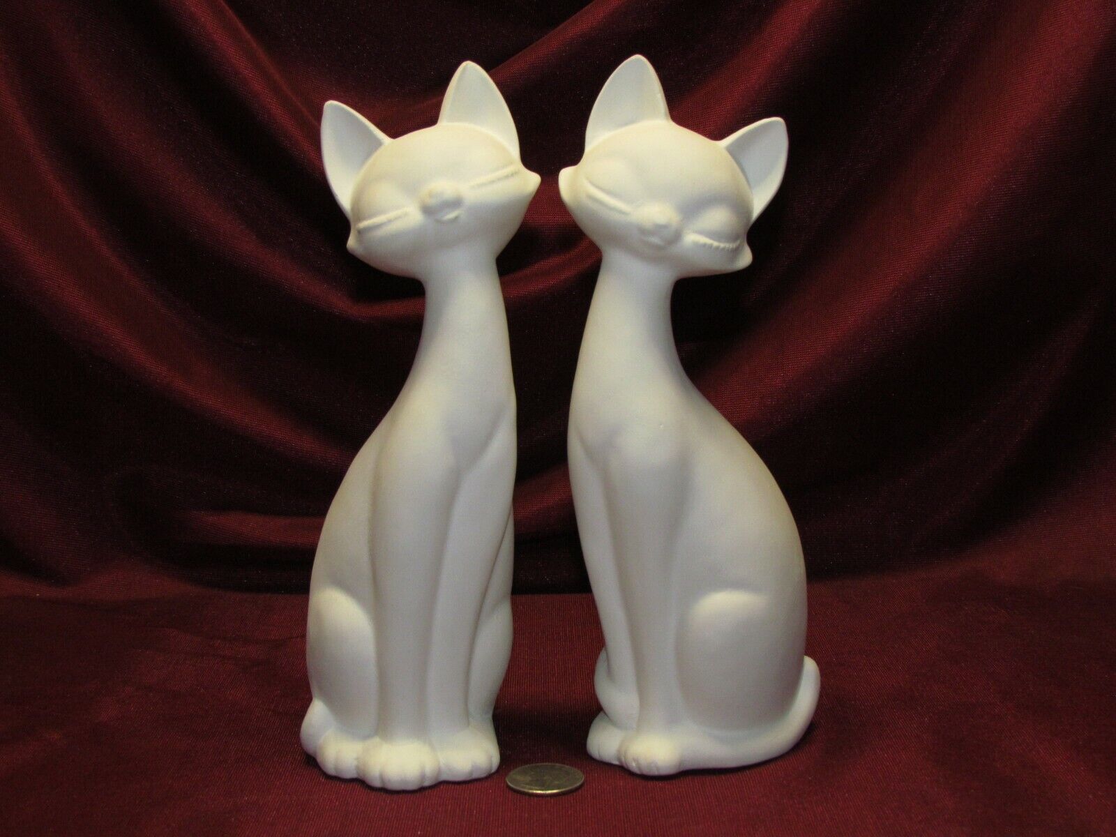 Ceramic Bisque U-Paint Set of 2 Mod Cats ~ Vintage Mid Century M