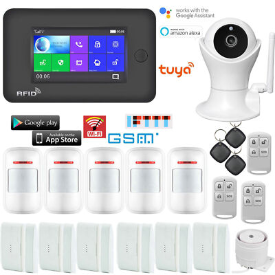 T32 Tuya Alexa APP WiFi Cloud GSM Wireless Home Security Alarm System+IP Camera