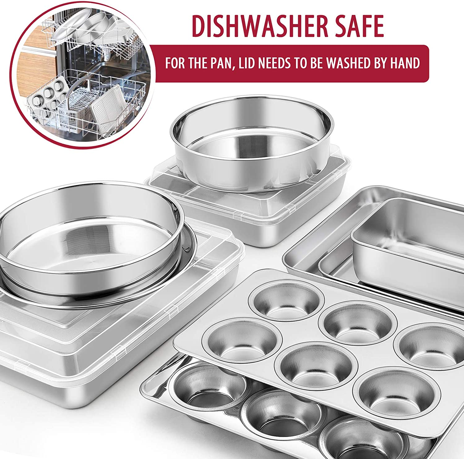 Stainless Steel Bakeware Sets 12Piece round Square/Rectangle Cake Pans with Lid eBay