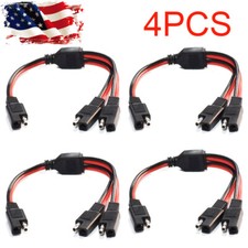 4 PC Solar Battery SAE DC Power Automotive Connector Cable Y 1 to 2 Splitter USA