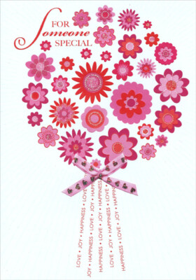 Bouquet of Glitter Flowers Someone Special Valentines Day Card