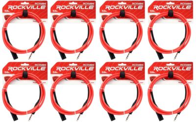 8 Rockville RCXMB6-R Red 6' Male REAN XLR to 1/4'' TRS Balanced Cables