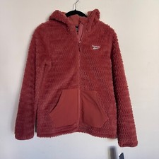Reebok Girls Faux Fur Jacket Terra Cotta Full Zip Front SZ Large 14/16 NWT A5