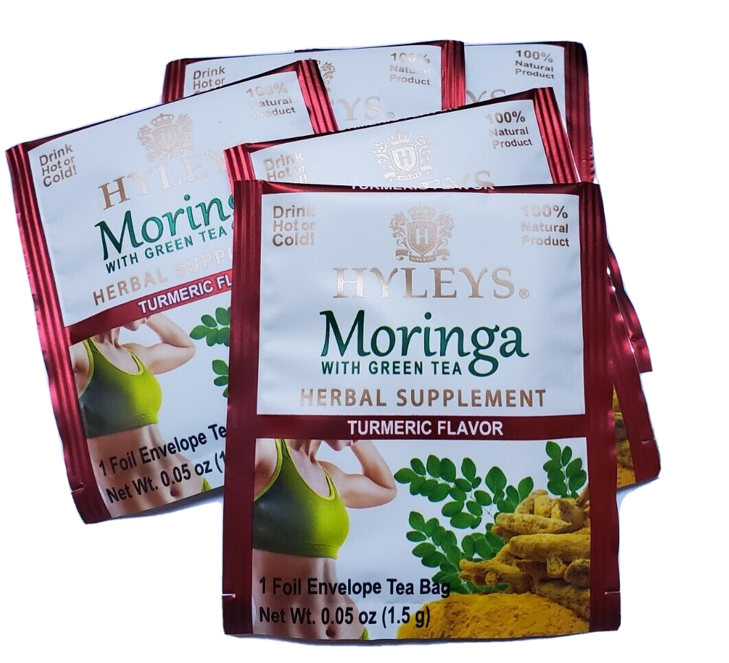 Hyleys 100 Natural Moringa with Green Tea, Turmeric Flavor, 35 Loose