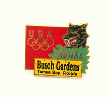 2 1990s USA Olympic Team Kumba Bush Gardens Tampa Bay Florida Pin NOS New