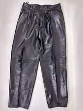 Michael Hoban North Beach vintage black leather pants Size 32x31 Pleated Unisex
