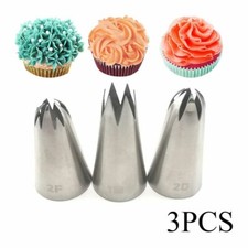3PCS Stainless Steel 1M 2F 2D Large Size Icing Piping Nozzles Tips Pastry Tip