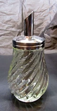 Retro Clear Swirl Glass Café Restaurant Sugar Jar w Chrome Top Flow Control Tube