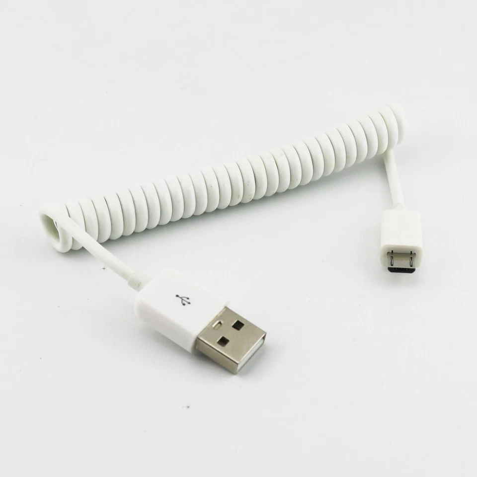 USB 2.0 A Male to USB Micro Male Plug Data Sync Charging Spiral Coiled Cable 3FT - Image 2 of 4