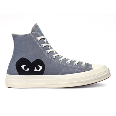 Size 8.5 - Converse Comme des Garçons PLAY x Chuck 70 High Steel Gray