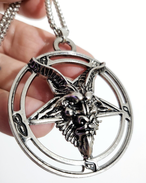 Baphomet Umgekehrter AnhäNger Halskette Ziege Von Mendes Pentagramm Okkult Sc...-image