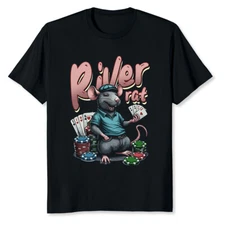 NEW LIMITED River Rat Poker Funny Rat Playing Poker T-Shirt