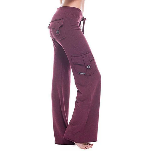 Damen Kampf Cargo lange Hose Hose Fitnessstudio Sport Freizeit lockerer Unterteil - Bild 9 von 30