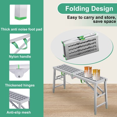 Height Adjustable Folding Non-slip Work Platform Bench Step Scaffolding Ladder