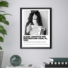 SLASH - Guns n Roses - Quadro Stampa Poster musica vintage CORNICE INCLUSA 40x30