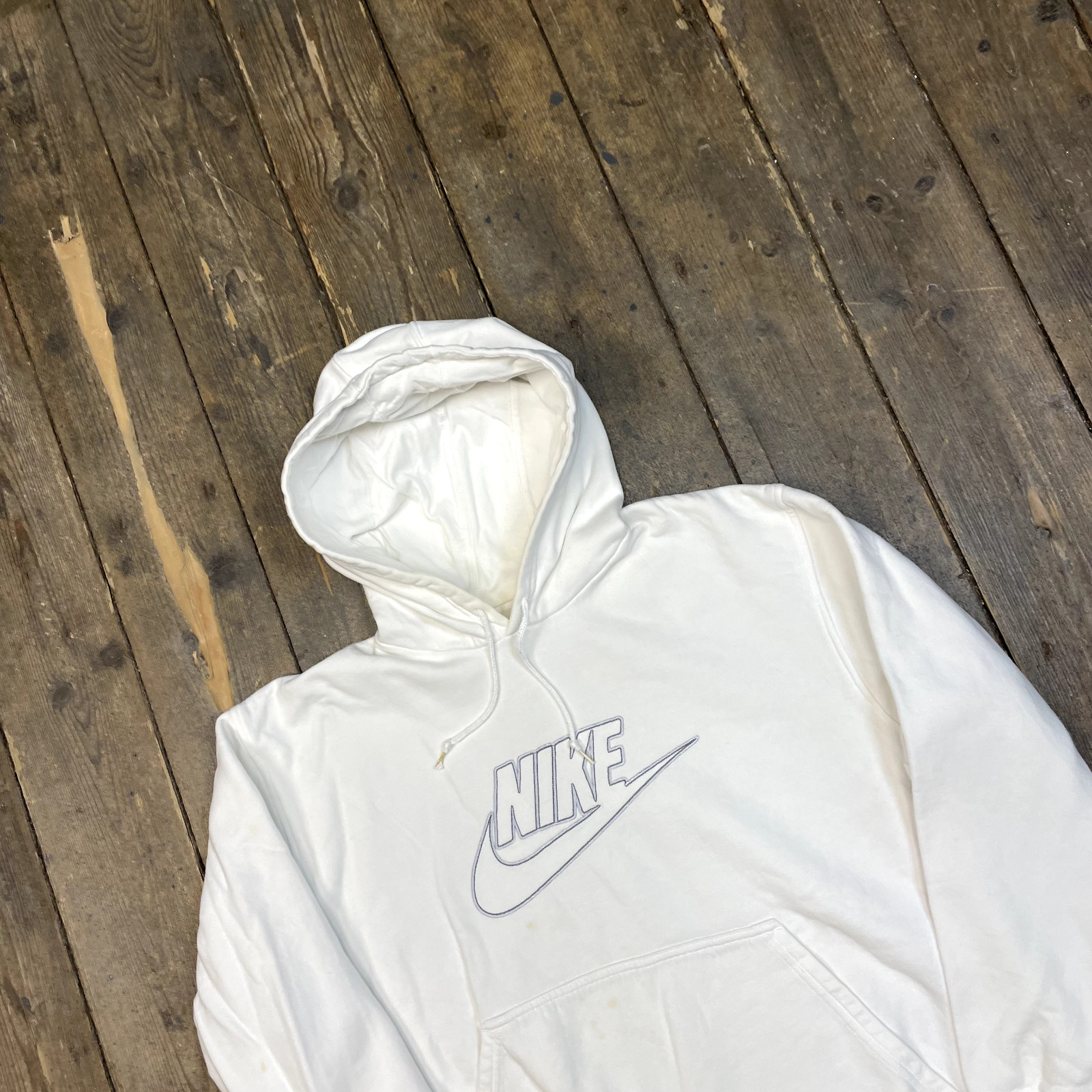 Nike Hoodie Mens Y2K Centre Club Logo Pull Over Training Sweatshirt, White, XL image 3