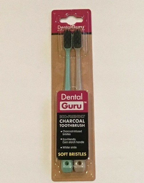 4 Dental Guru Corn Starch Handle Charcoal Infused Soft Bristle Manual