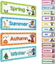 16 Pcs Months of The Year Flashcards Monthly Headliners Bulletin Large