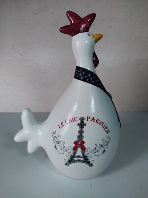 Sammlerhuhn sehr dekoriert J-Line Keramik Le Chic Parisien Huhn Hahn 